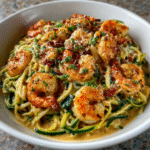 Cremige Knoblauch-Garnelen mit Parmesan-Zoodles