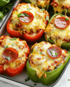 Keto Pizza gefüllte Paprika