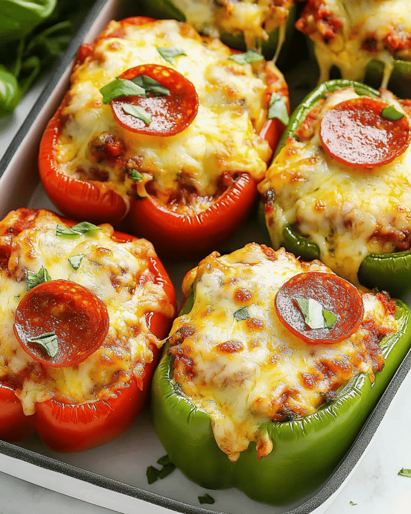 Keto Pizza gefüllte Paprika
