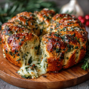 Keto herzlicher Käsekranz mit Kräutern und geschmolzenem Käse