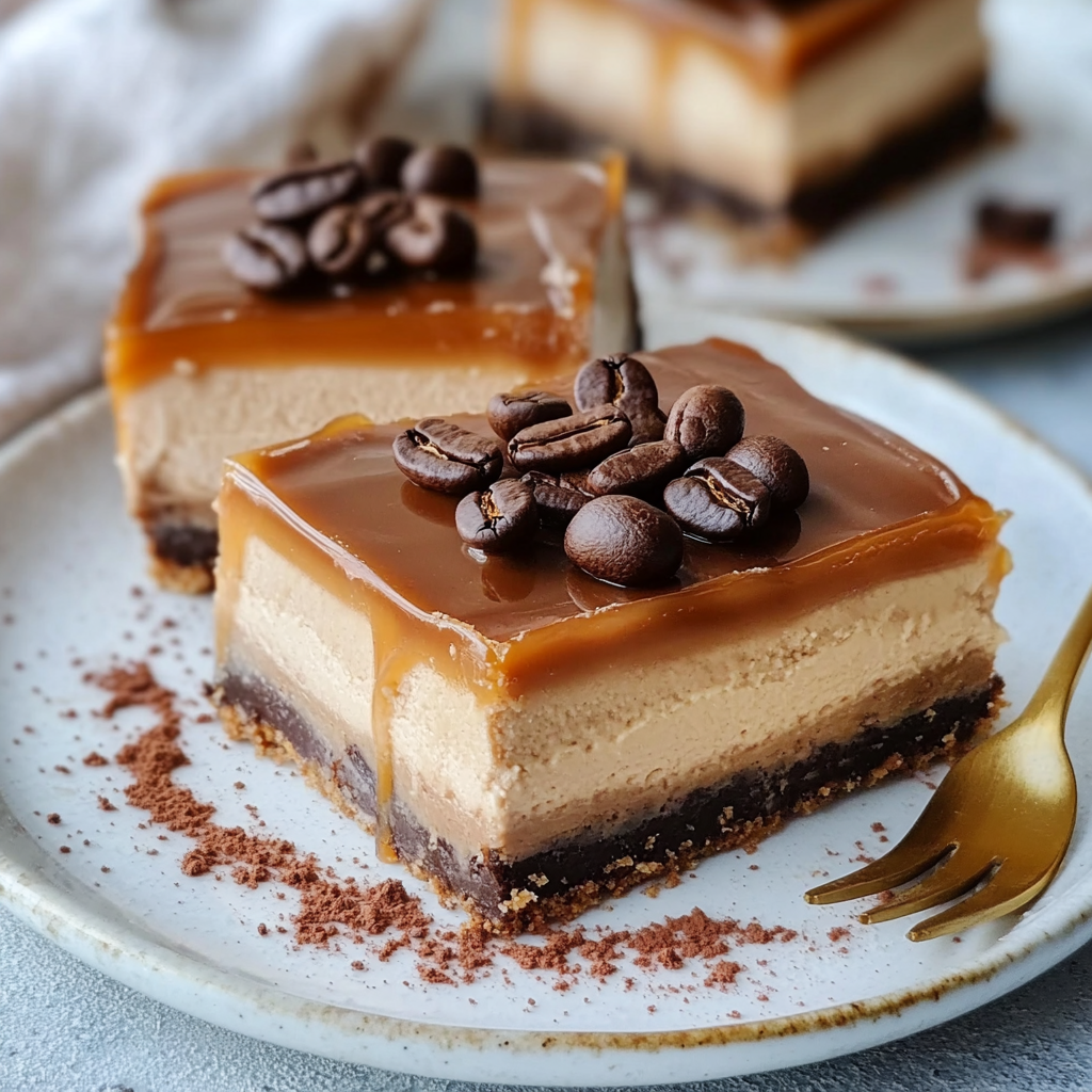 Keto Karamell-Mocha-Käsekuchen-Riegel für deinen Genuss!