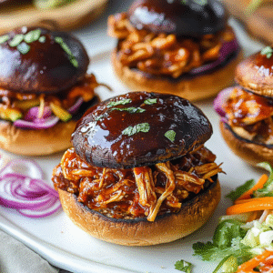BBQ Pulled Chicken Portobello Sliders