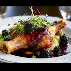 Enten-Confit mit Brombeer-Portwein-Reduktion