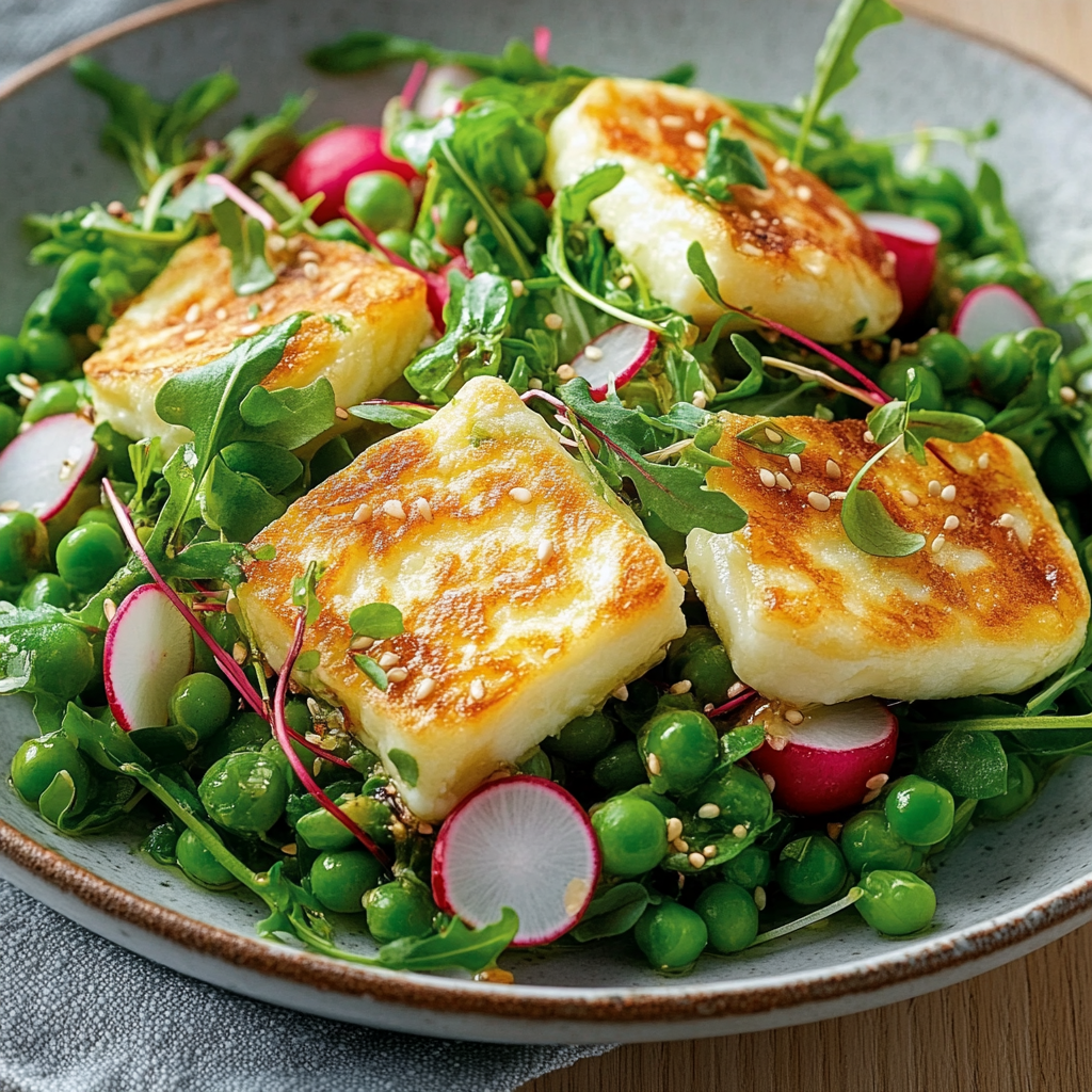 Erbsensprossen- und Halloumi-Salat