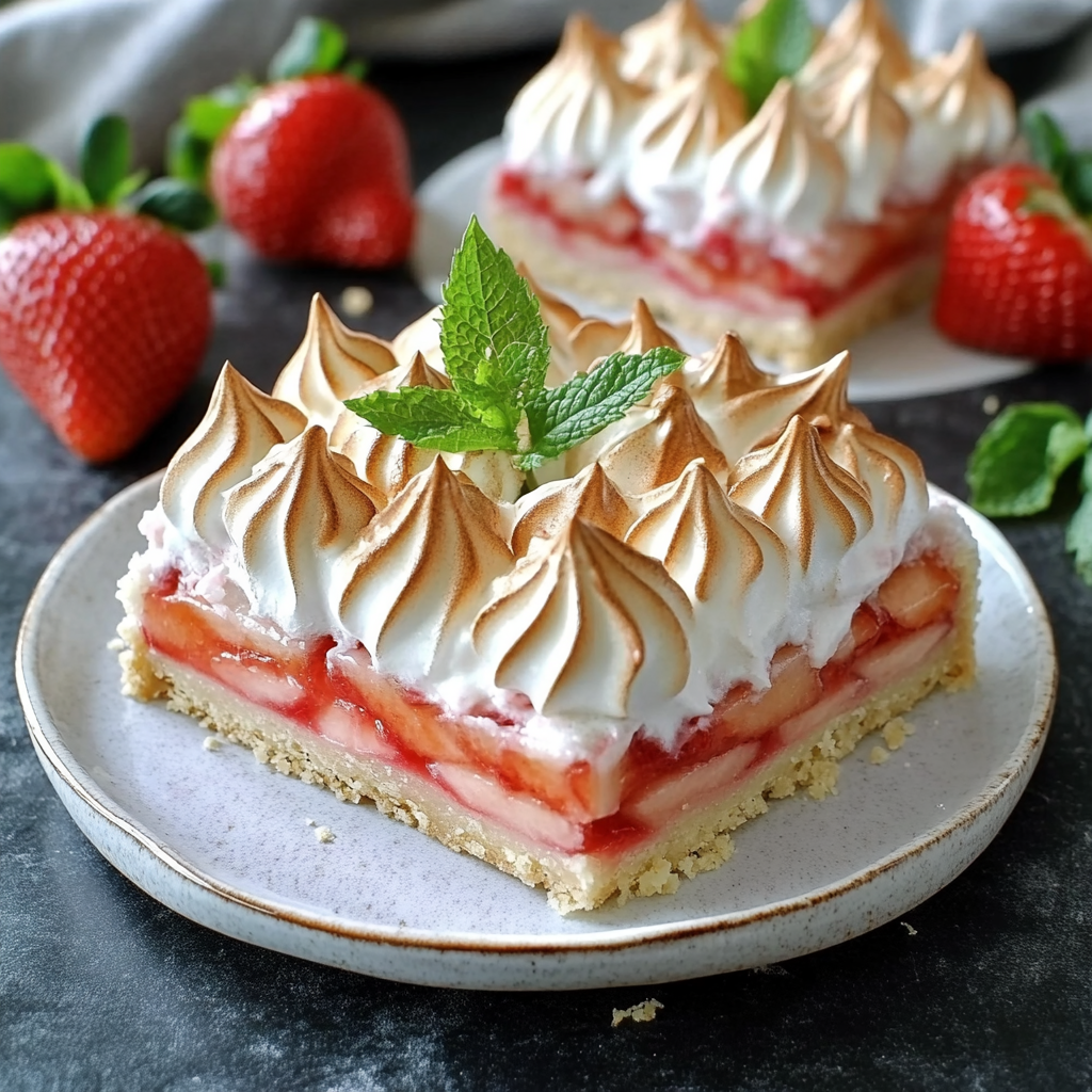 Erdbeer-Rhabarber-Baiser-Riegel – Probieren Sie dieses unwiderstehliche Dessert!