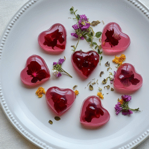 Hibiskus-infused Keto-Gelee-Herzen
