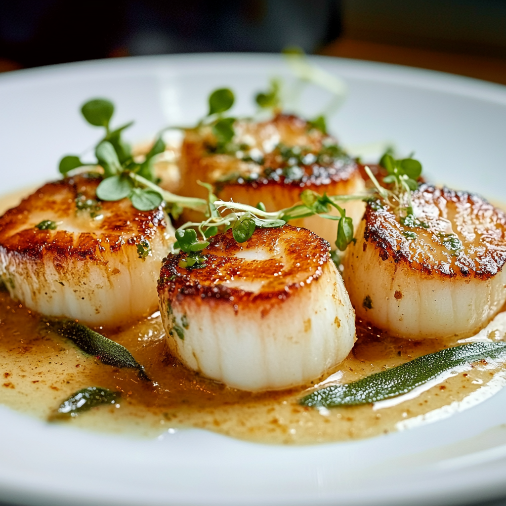 Jakobsmuscheln mit brauner Butter-Salbei-Schaum