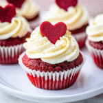 Keto Red Velvet Herz-Cupcakes mit Frischkäse-Frosting