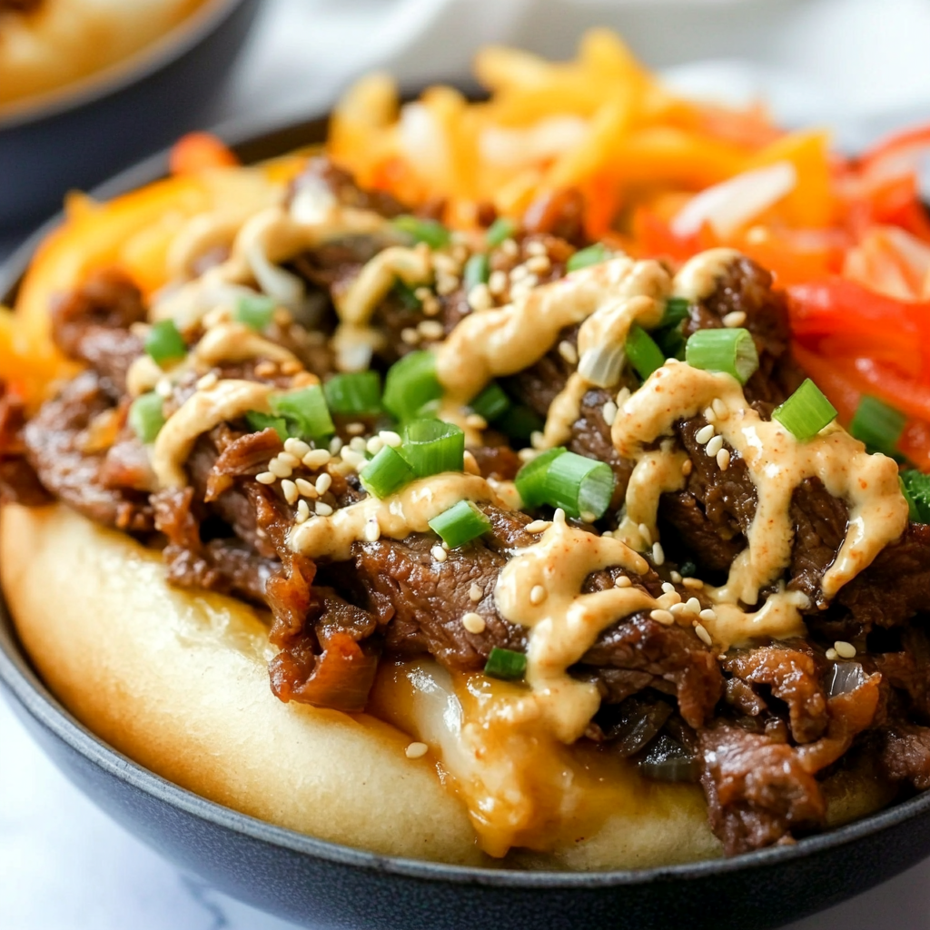 Keto Würzige Kimchi Bulgogi Cheesesteak Schüssel genießen!