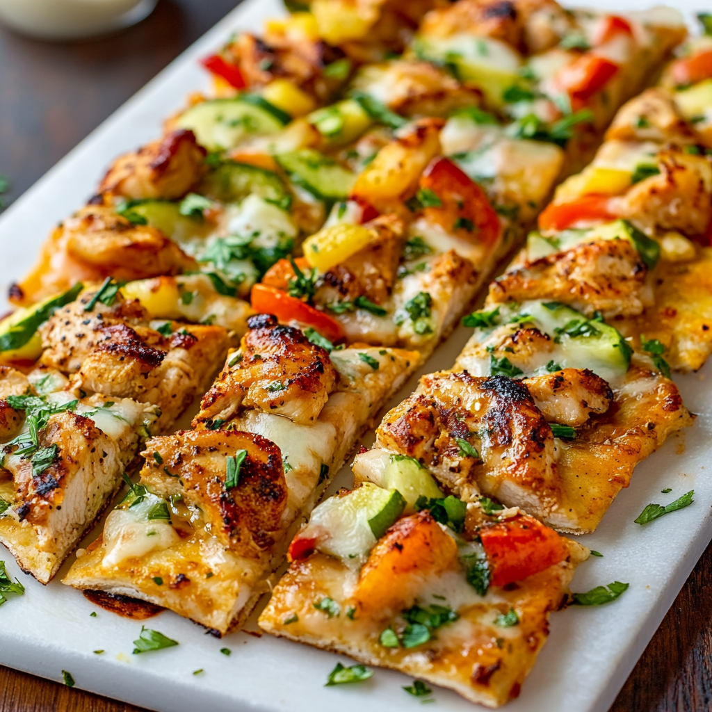 Knoblauch-Hühnchen und Gemüse-Fathead-Fladenbrot: Genießen Sie diese köstliche Low-Carb-Spezialität!