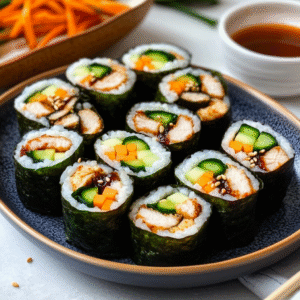 Koreanisches BBQ Hähnchen Blumenkohlreis Kimbap