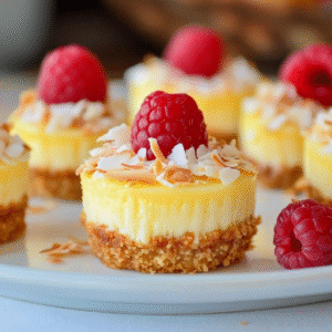 Low-Carb Mini-Ananas-Kokos-Cheesecakes mit Himbeeren