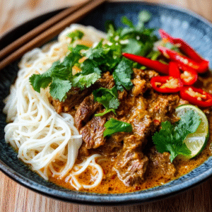 Malaysisches Rendang mit Shirataki-Nudeln