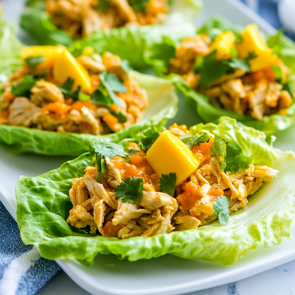 Mango-Habanero-Hühnchen-Lettuce-Boote für Genuss!