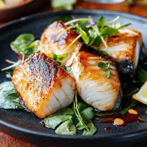 Miso-Schwarzer Kabeljau in Hoba-Blättern