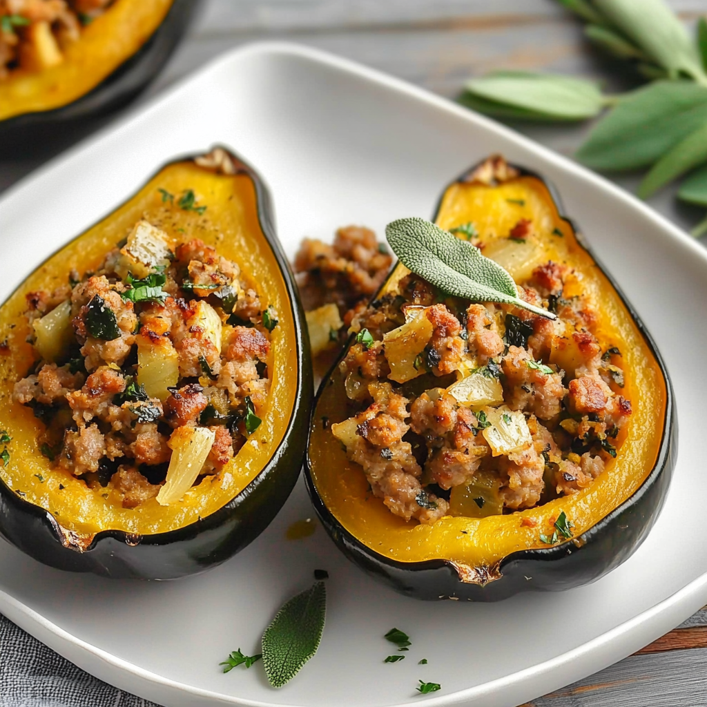 ketodiat 4 Salbei-Wurst gefüllter Eichelkürbis: Ein köstliches Herbstgericht!