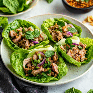 Thai Larb Salatblätter mit Ente