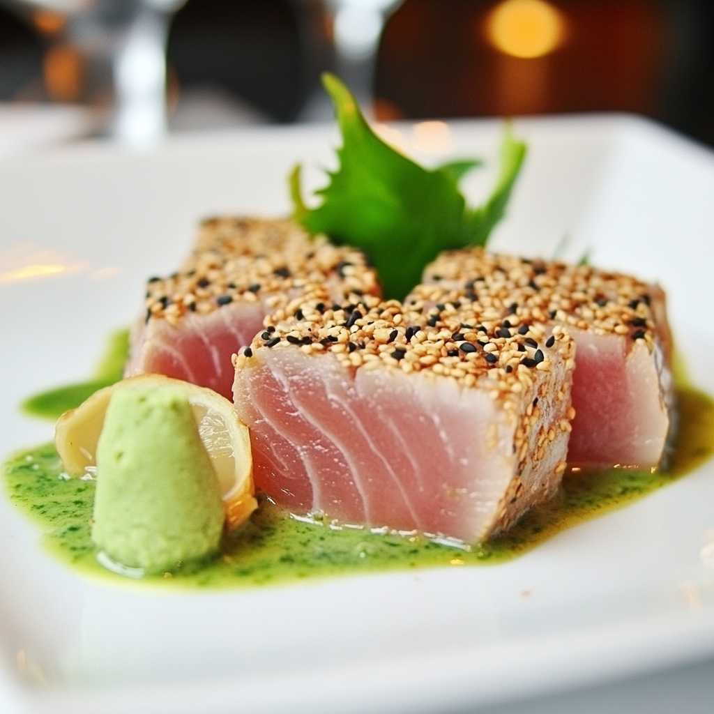 Gebratener Thunfisch mit Wasabi-Creme begeistert!