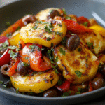 Halloumi-Harissa-Röstpaprika-Oliven-Bombe