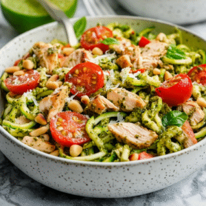 Hähnchen-Pesto-Zoodle-Salat