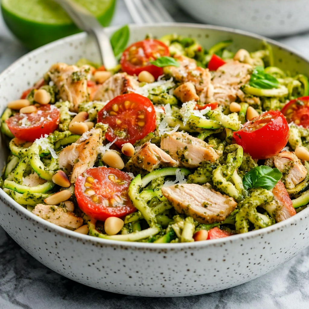 Hähnchen-Pesto-Zoodle-Salat: Ein Sommerhit für Genießer!