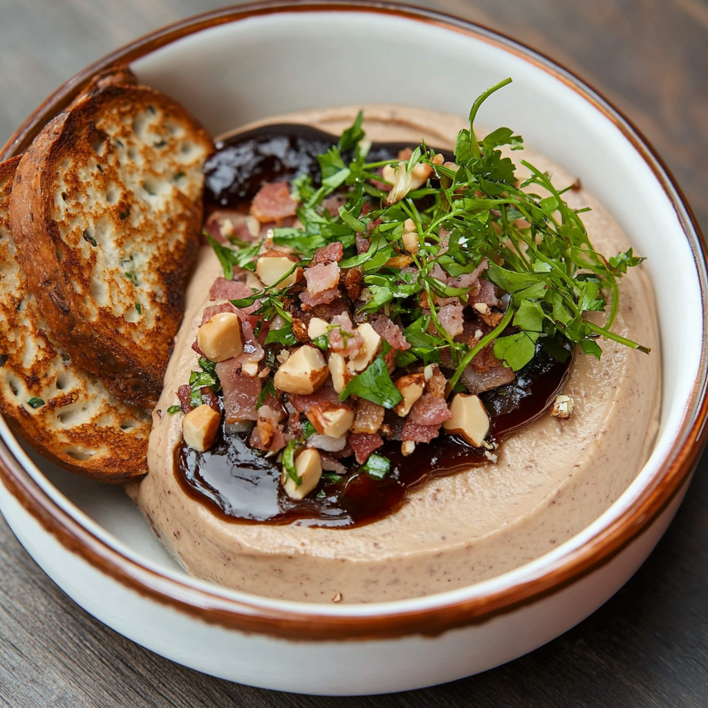 Hühnermousse mit Speck, Haselnüssen und Balsamico: Ein Fest!