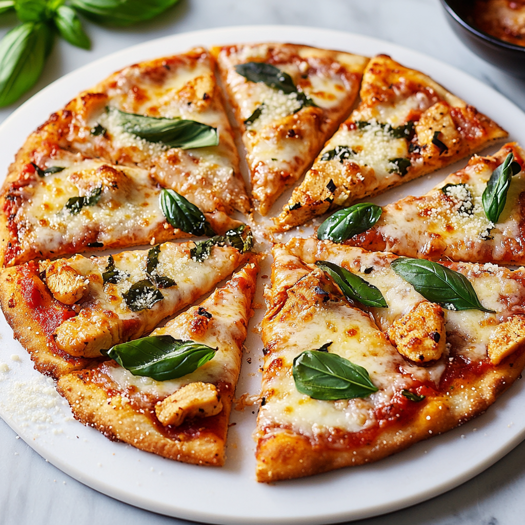 Hochprotein-Hühnchen-Parmesan-Pizza: Gesund und lecker!