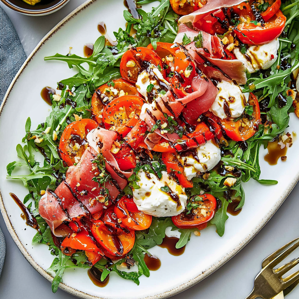 Knusprige Prosciutto Burrata mit geröstetem Paprika – Ein Fest für den Gaumen!