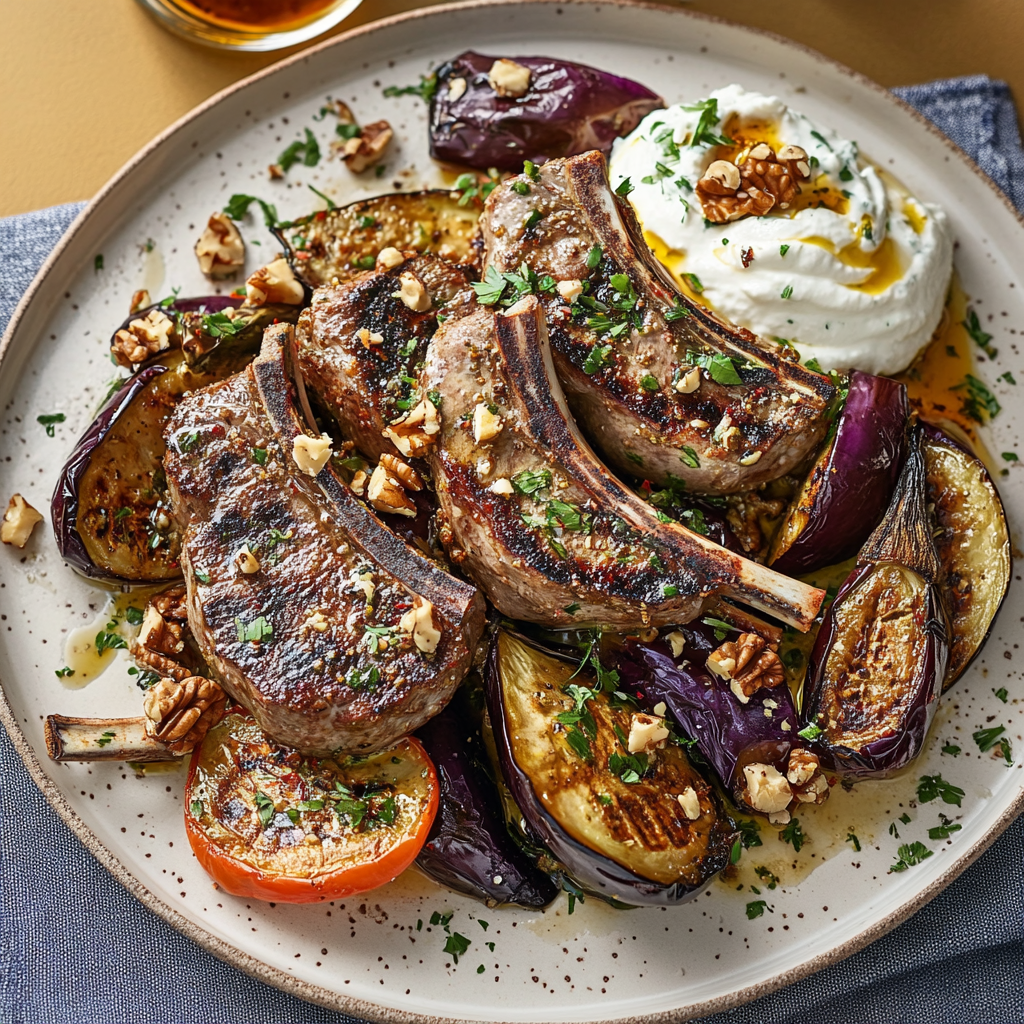 Lamm Labneh mit geröstetem Auberginen-Walnuss-Mess: Probieren Sie dieses köstliche Rezept jetzt!