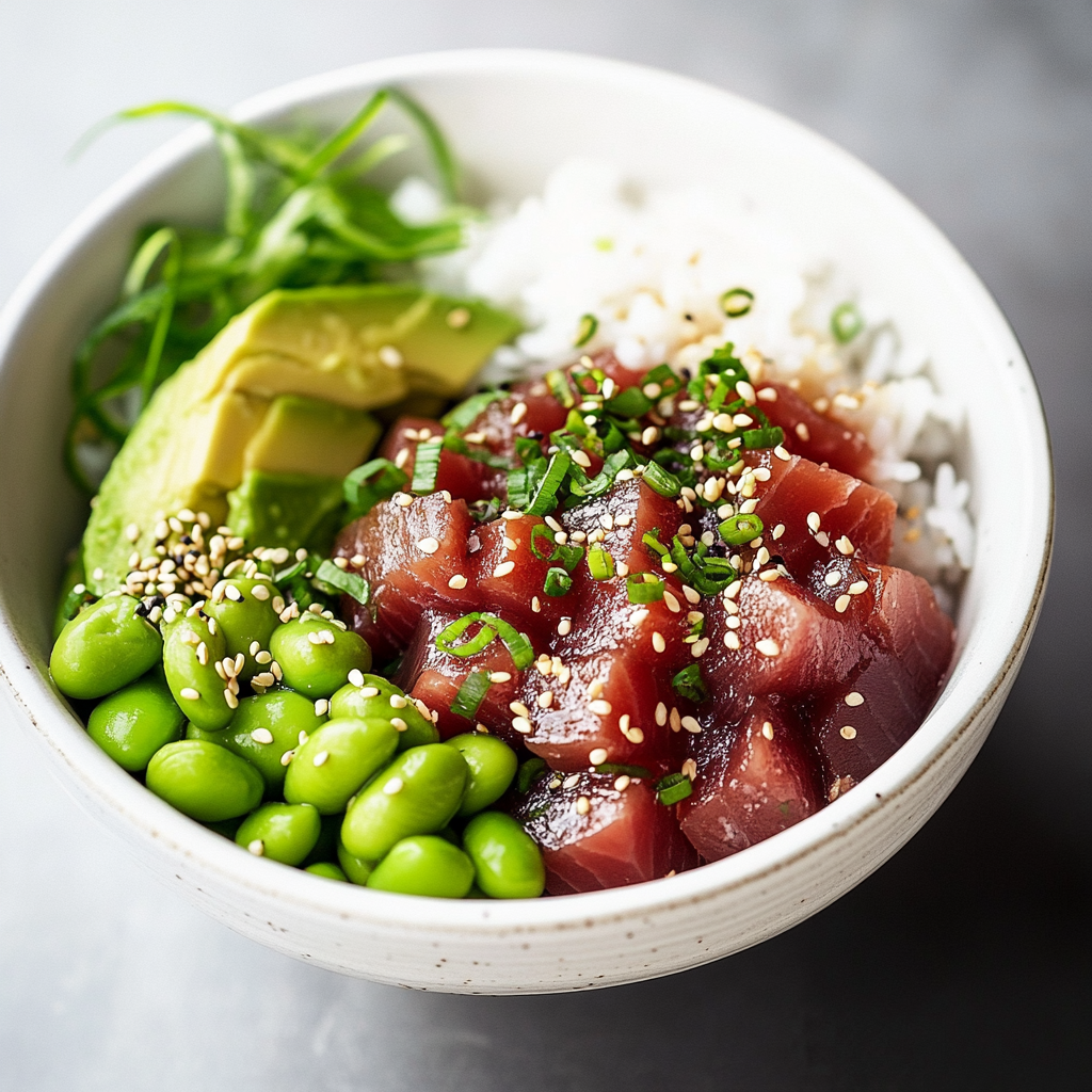 Thunfisch-Ponzu-Avocado-Sesam-Edamame-Bowl: Lecker!