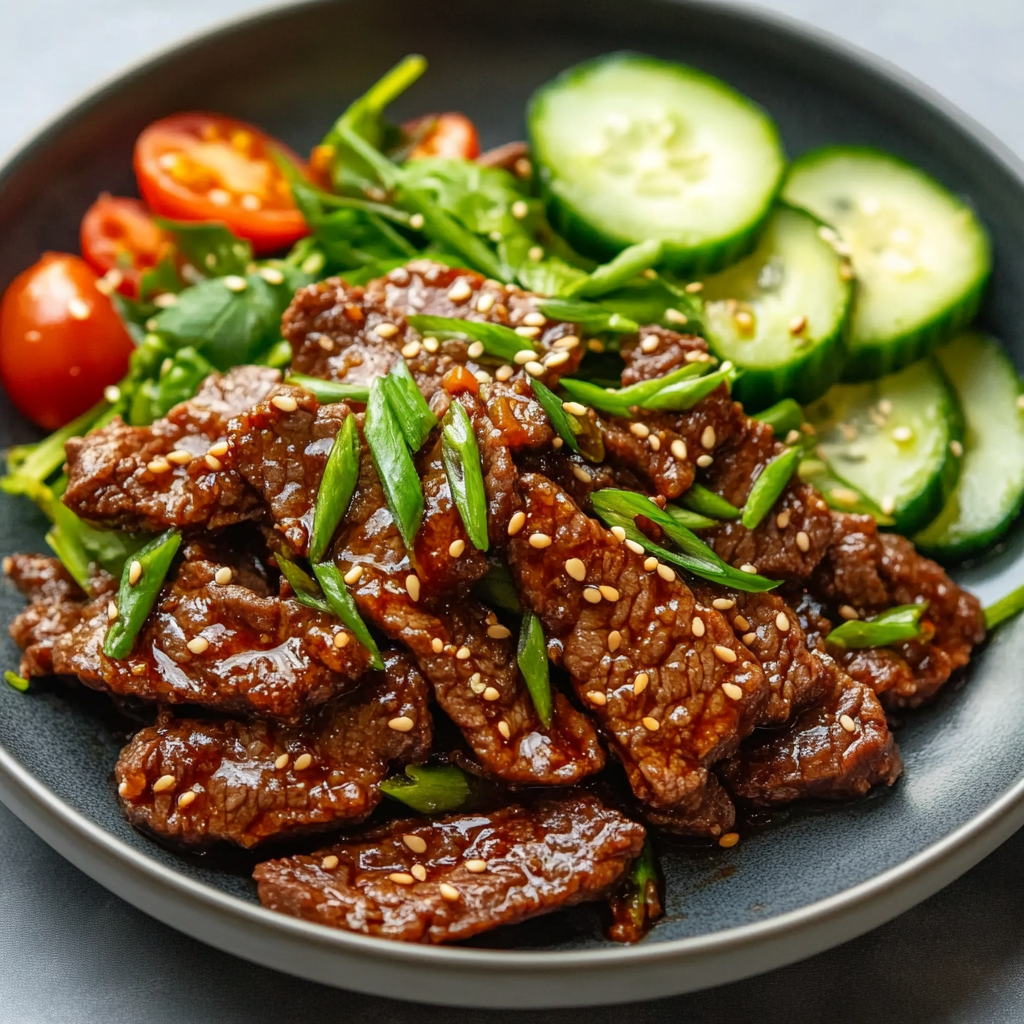 Würziges Keto Koreanisches Rindfleischgericht mit erfrischendem Salat – Genuss für jeden Tag!