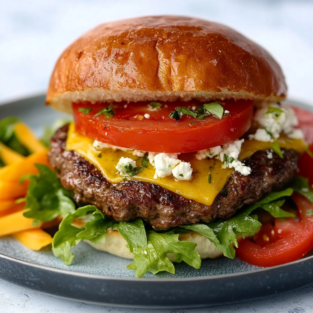 Keto Feta-Tomaten-Rindfleisch-Burger Smash ist unwiderstehlich!