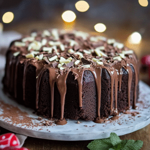 Keto Schokoladen-Gugelhupf mit Ganache-Überzug