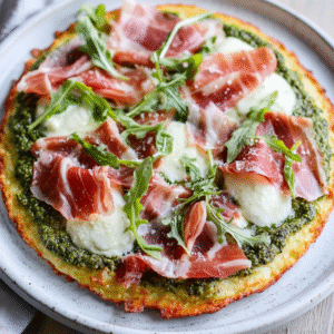 Pesto-Proscuitto-Blumenkohl-Pizza
