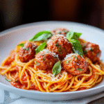 Spaghetti und Fleischbällchen