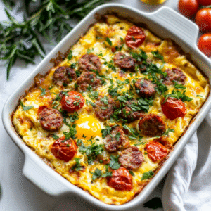 Herzhafter Keto-Wurst-Ei-Auflauf