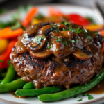 Keto Burger Steak mit Pilzsoe