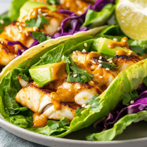 Keto Fisch-Tacos mit Bang Bang Sauce