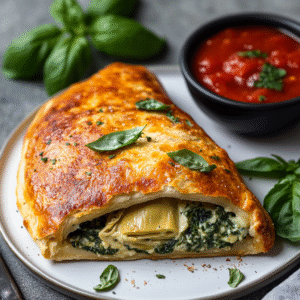Keto Spinat-Artischocken-Calzone