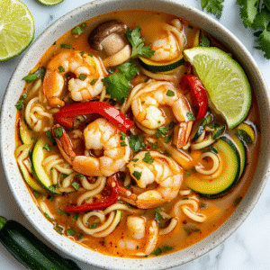 Keto Thai Garnelen Tom Yum Nudelsuppe