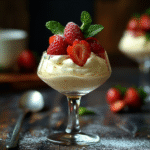 Mascarpone-Mousse mit gerösteten Erdbeeren
