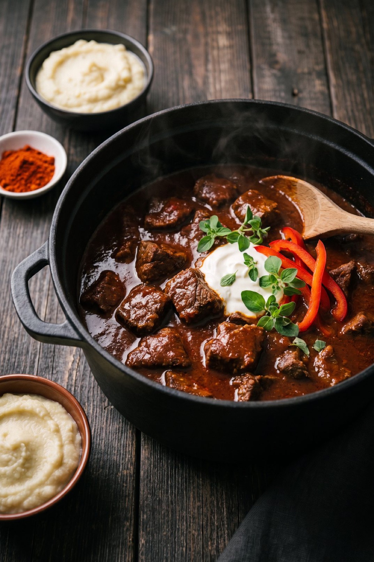 Keto Gulasch – ohne Mehl gebunden, ohne Kartoffeln serviert