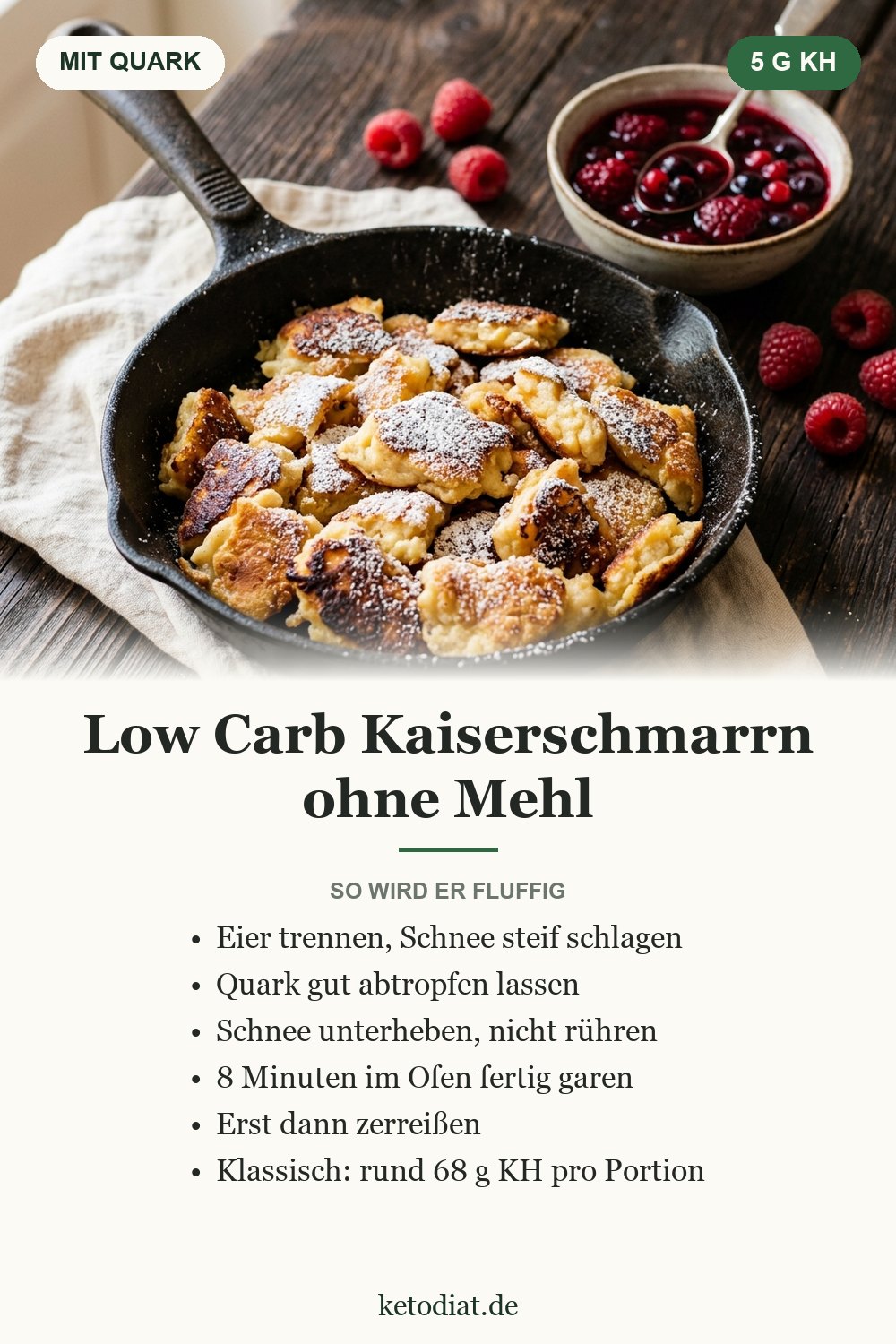 Low Carb Kaiserschmarrn ohne Mehl – fluffig mit Quark