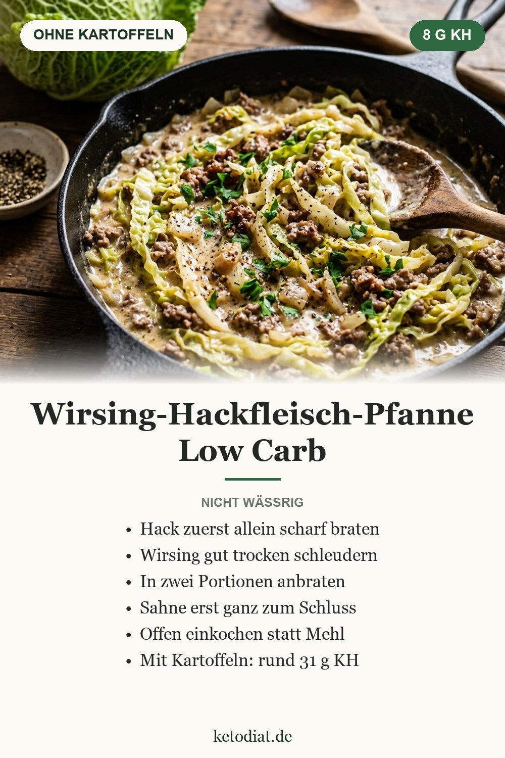Wirsing-Hackfleisch-Pfanne – low carb, ohne Kartoffeln