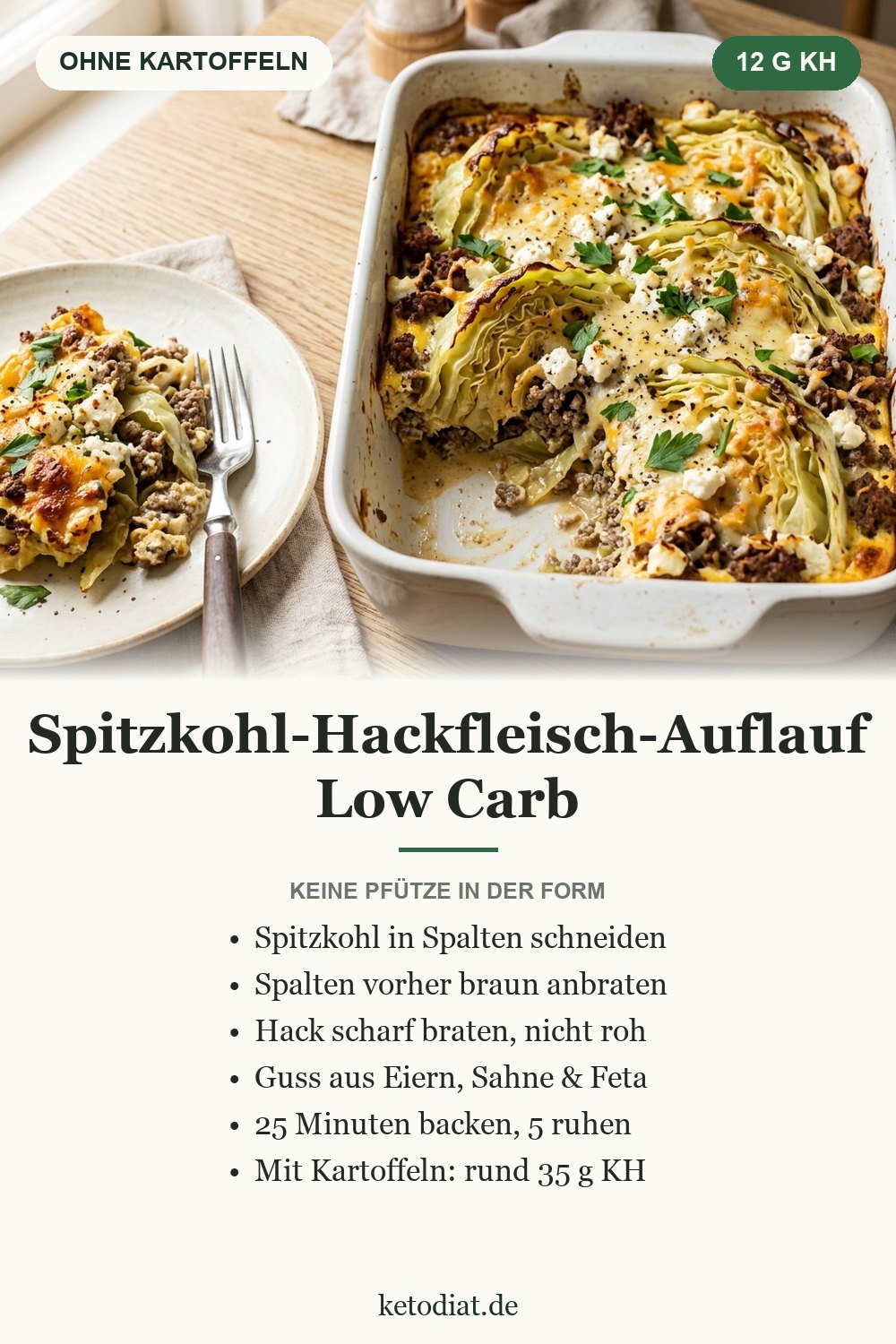 Spitzkohl-Hackfleisch-Auflauf – low carb, ohne Kartoffeln